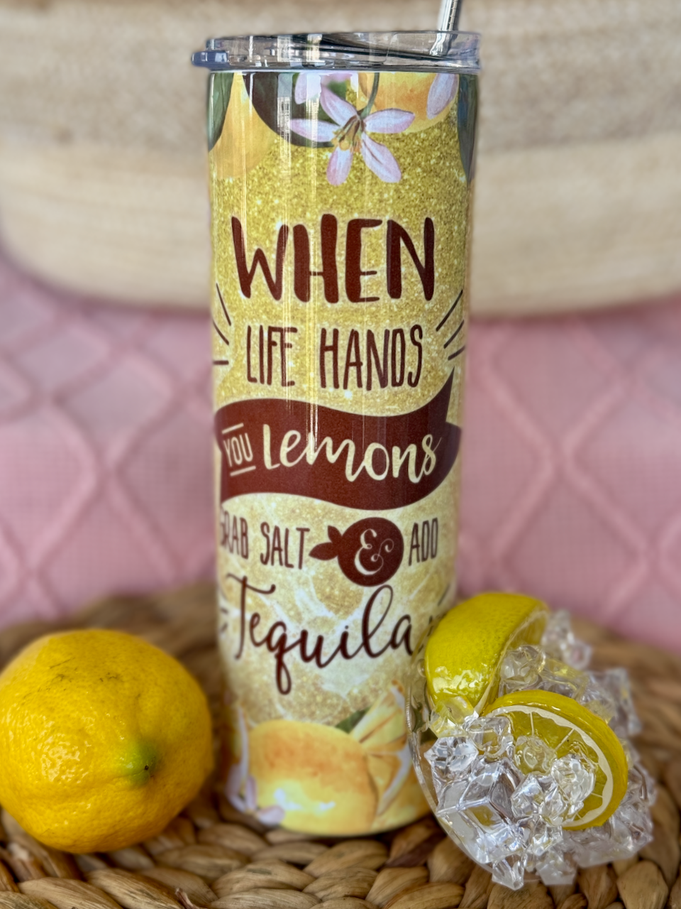 Cocktail Tumblers with 'Fruit & Ice' Lids