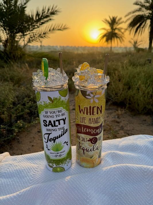 Cocktail Tumblers with 'Fruit & Ice' Lids